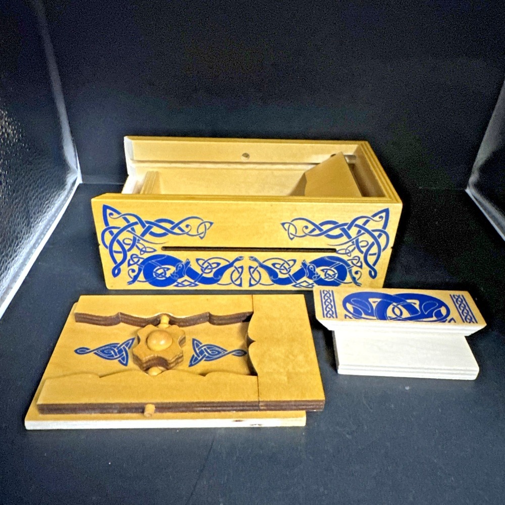 True Genius Wooden 6" Puzzle Box by Project Genius Viking Sea Chest w/Money Slot